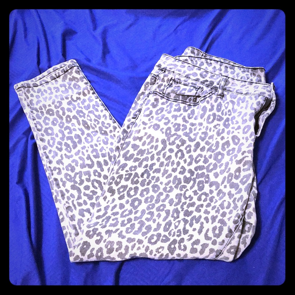 Gray Cheetah Print Jeans